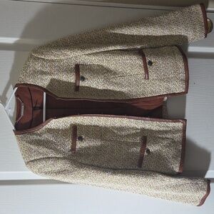 White House Black Market Chic Tweed Jacket with Brown Accents